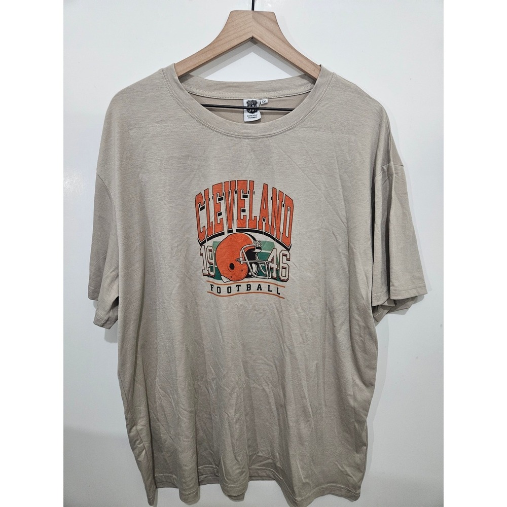 Route 50 Cleveland‎ Football Graphic T-Shirt Mens XXL Tan Heather Short Sleeve